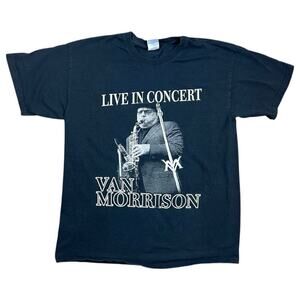 Van Morrison Live in Concert T-Shirt Band Tee Black Size Large Short Sleeve Crew